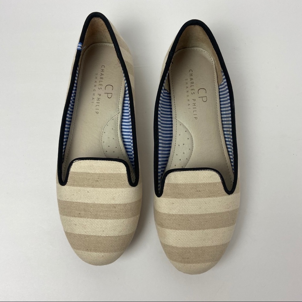 Charles Philip Shanghai Striped Flats Womens 7